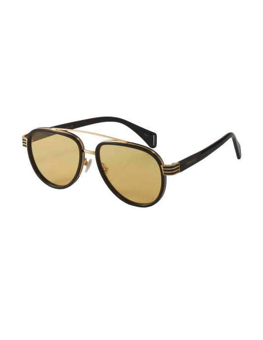 Lentes de sol GG0447S 002 Aviator Negro Ambar Transparente