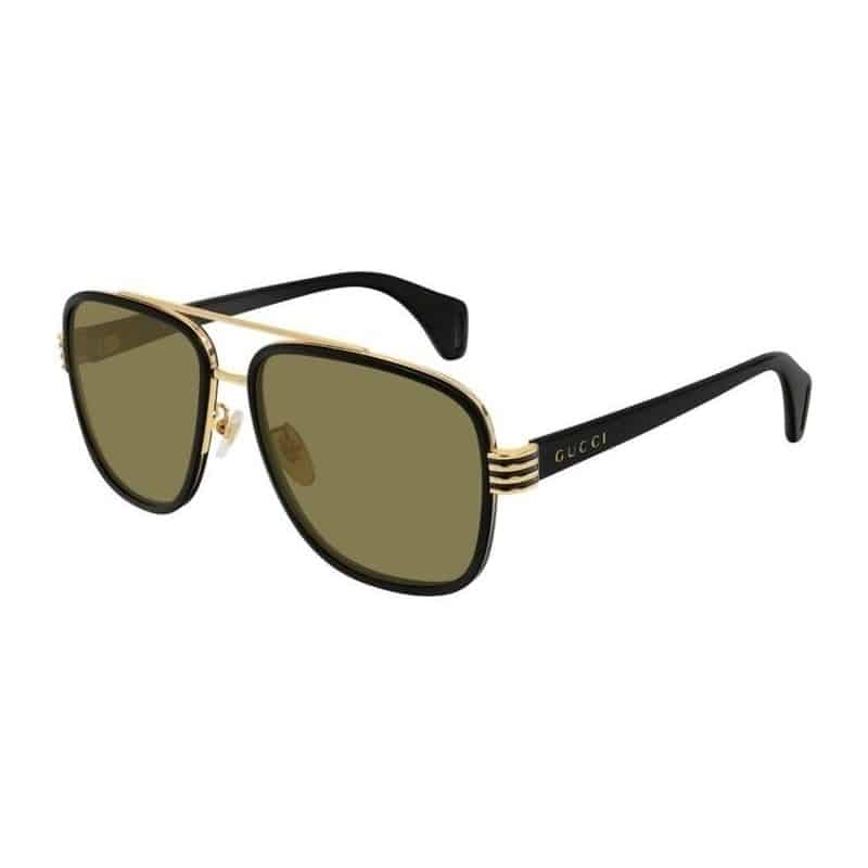 Lentes de sol GG0448S 002 Aviator Negro Cafe Ambar Acetato
