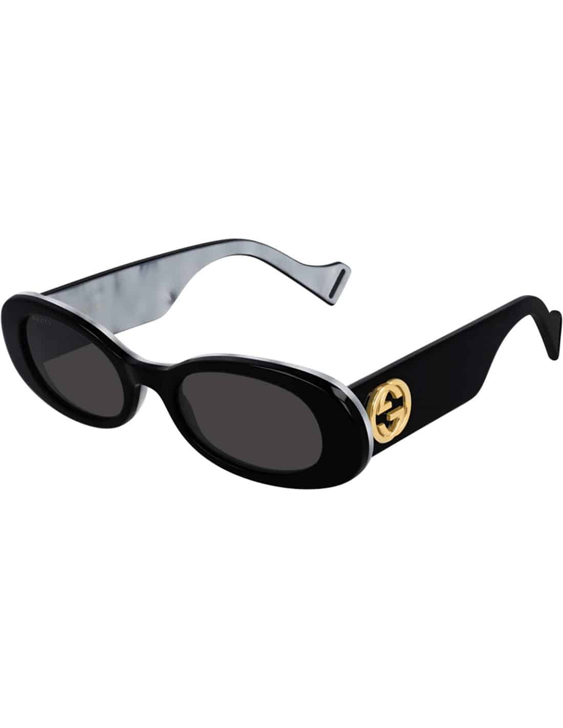 Lentes de sol GG0517S 001 Oval Shape Negro Transferencia Blanco