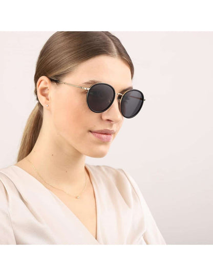Lentes de sol GG0677SK 001 Round Metal Negro Dorado