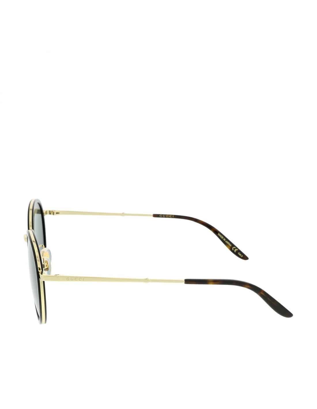Lentes de sol GG0677SK 001 Round Metal Negro Dorado