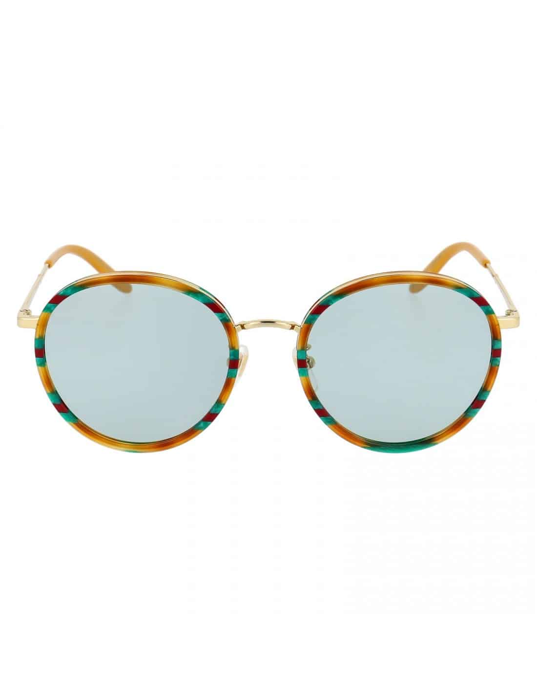 Lentes de sol GG0677SK 004 Round Metal Carey Verde Naranja Gris
