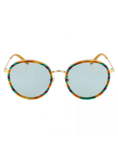 Lentes de sol GG0677SK 004 Round Metal Carey Verde Naranja Gris