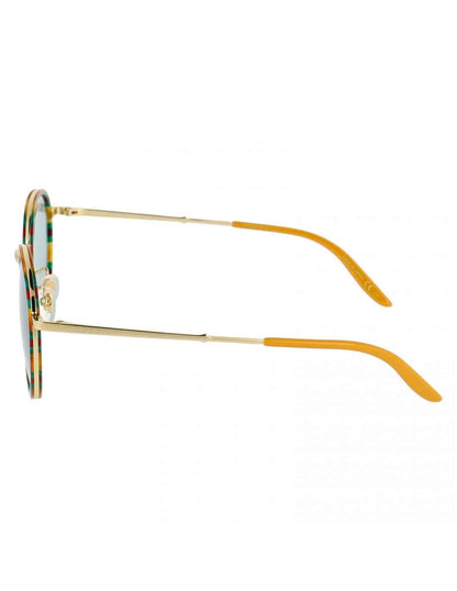 Lentes de sol GG0677SK 004 Round Metal Carey Verde Naranja Gris