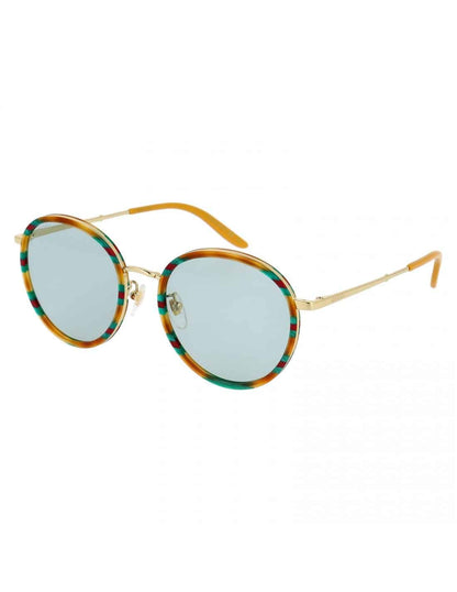 Lentes de sol GG0677SK 004 Round Metal Carey Verde Naranja Gris