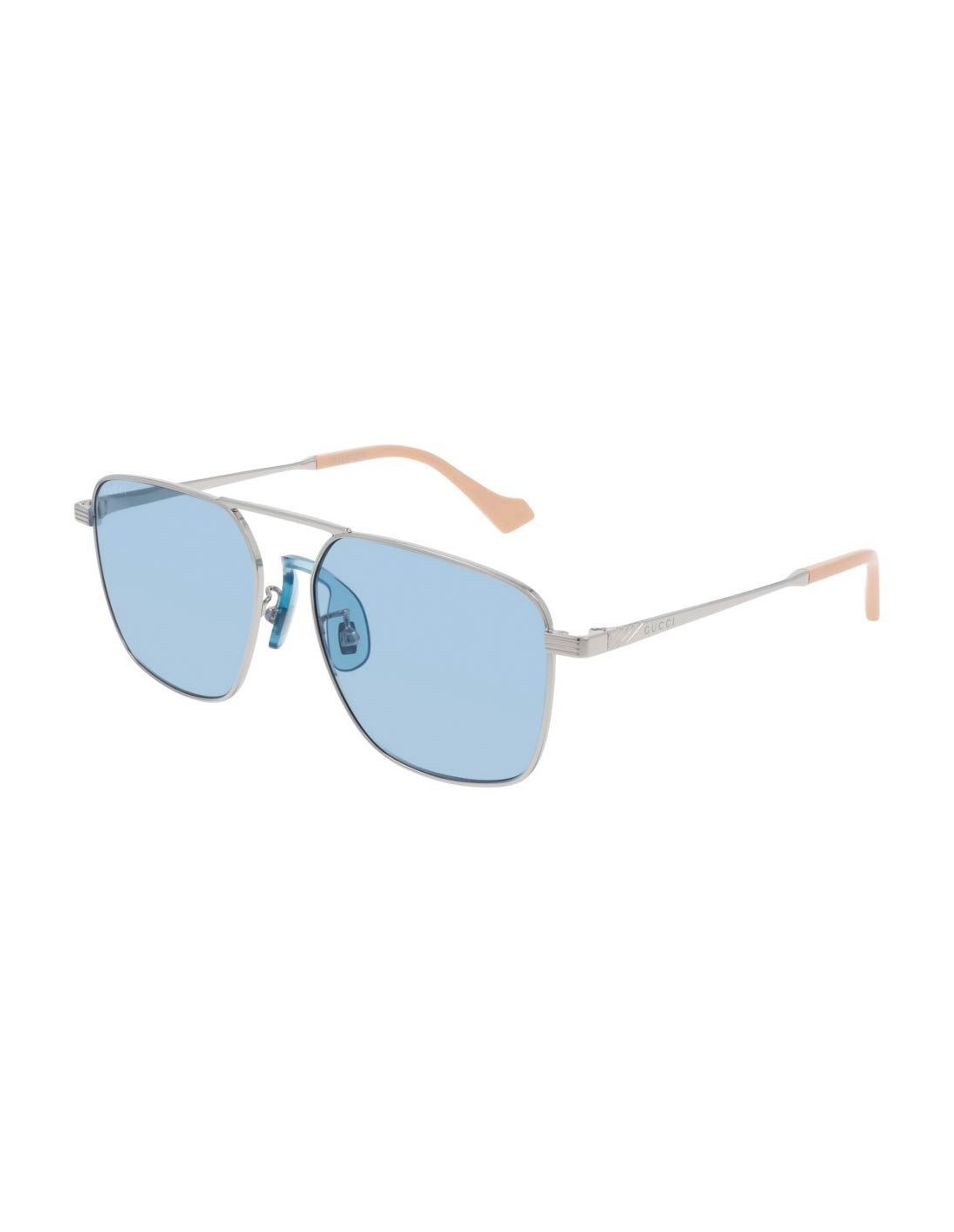 Lentes de sol GG0743S 003 Aviator Square Metal Azul Transparente Plata