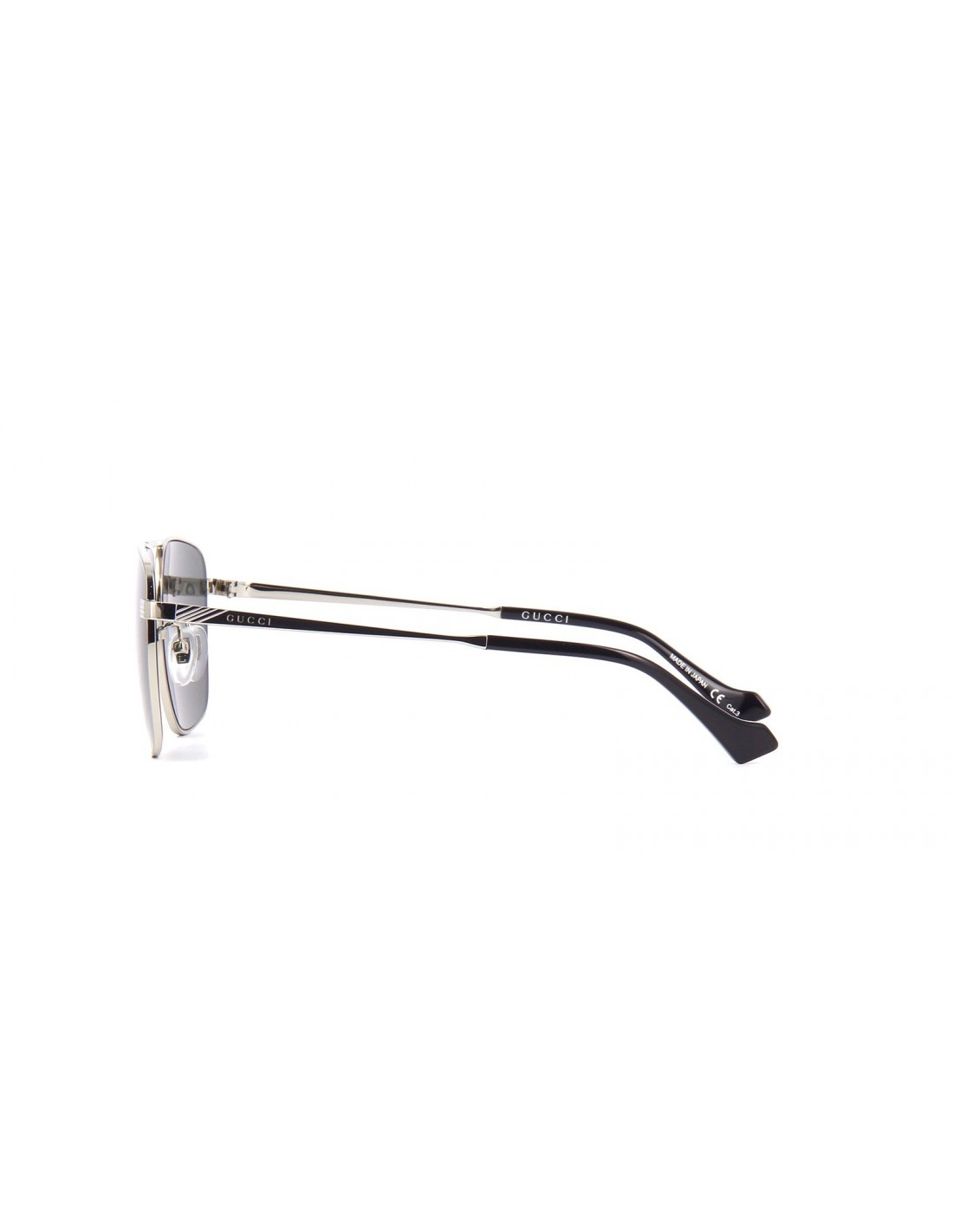 Lentes de sol GG0743S 005 Aviator Square Metal Negro Plateado