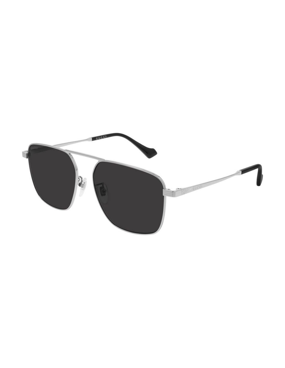 Lentes de sol GG0743S 005 Aviator Square Metal Negro Plateado
