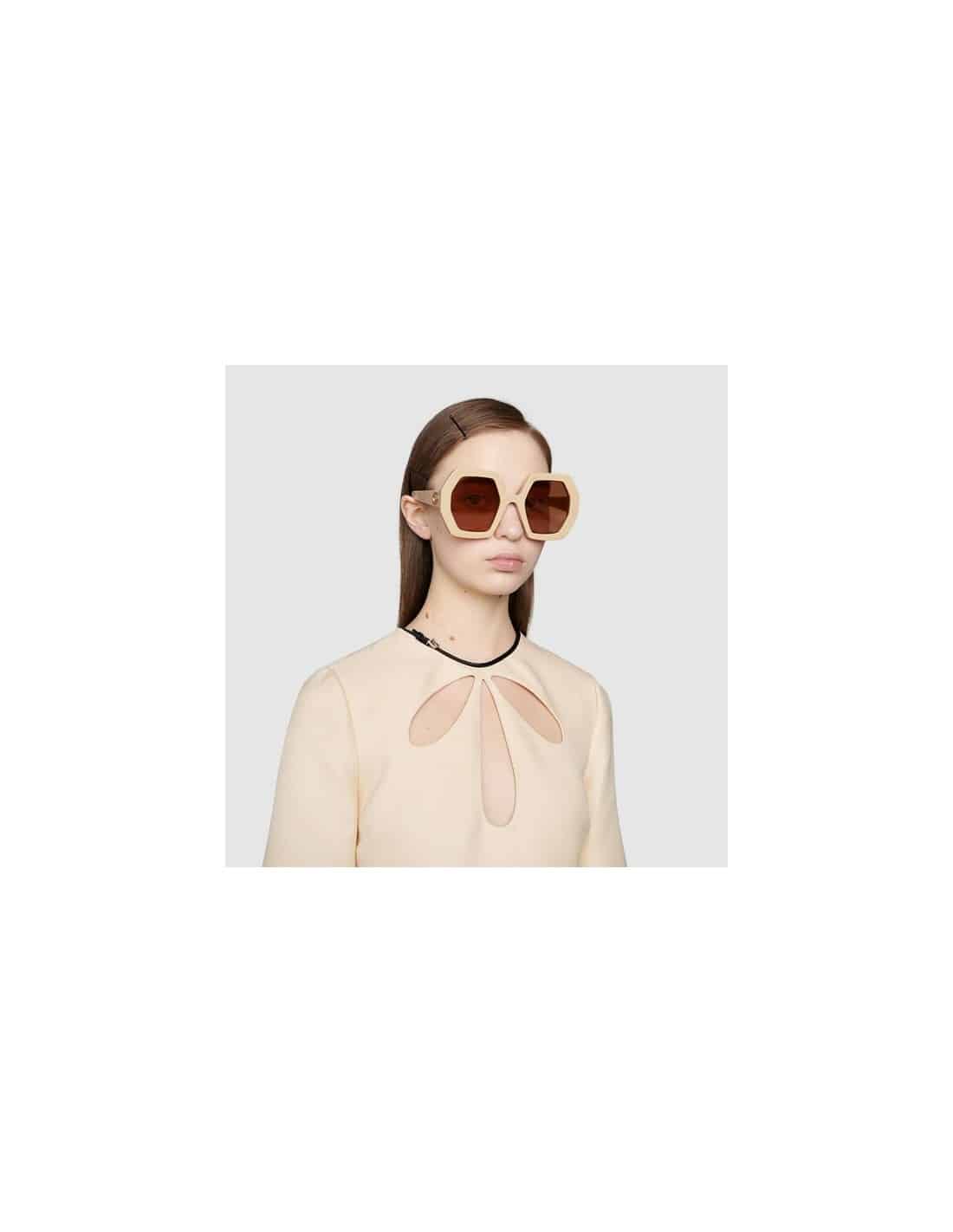 Lentes de sol GG0772S 002 Fashion Inspired Ivory White Cafe Transparente