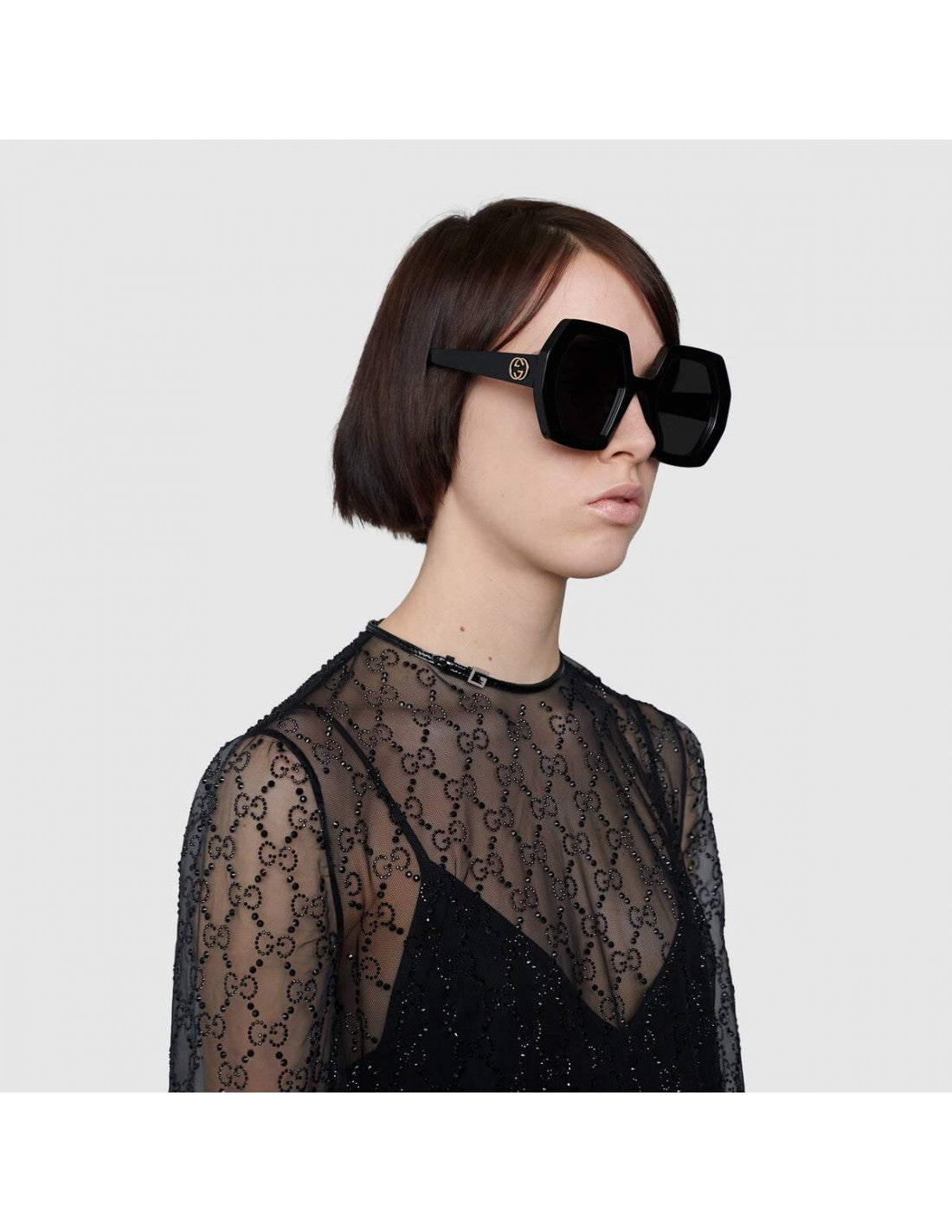 Lentes de sol GG0772S 004 Fashion Inspired Ivory Black Gris
