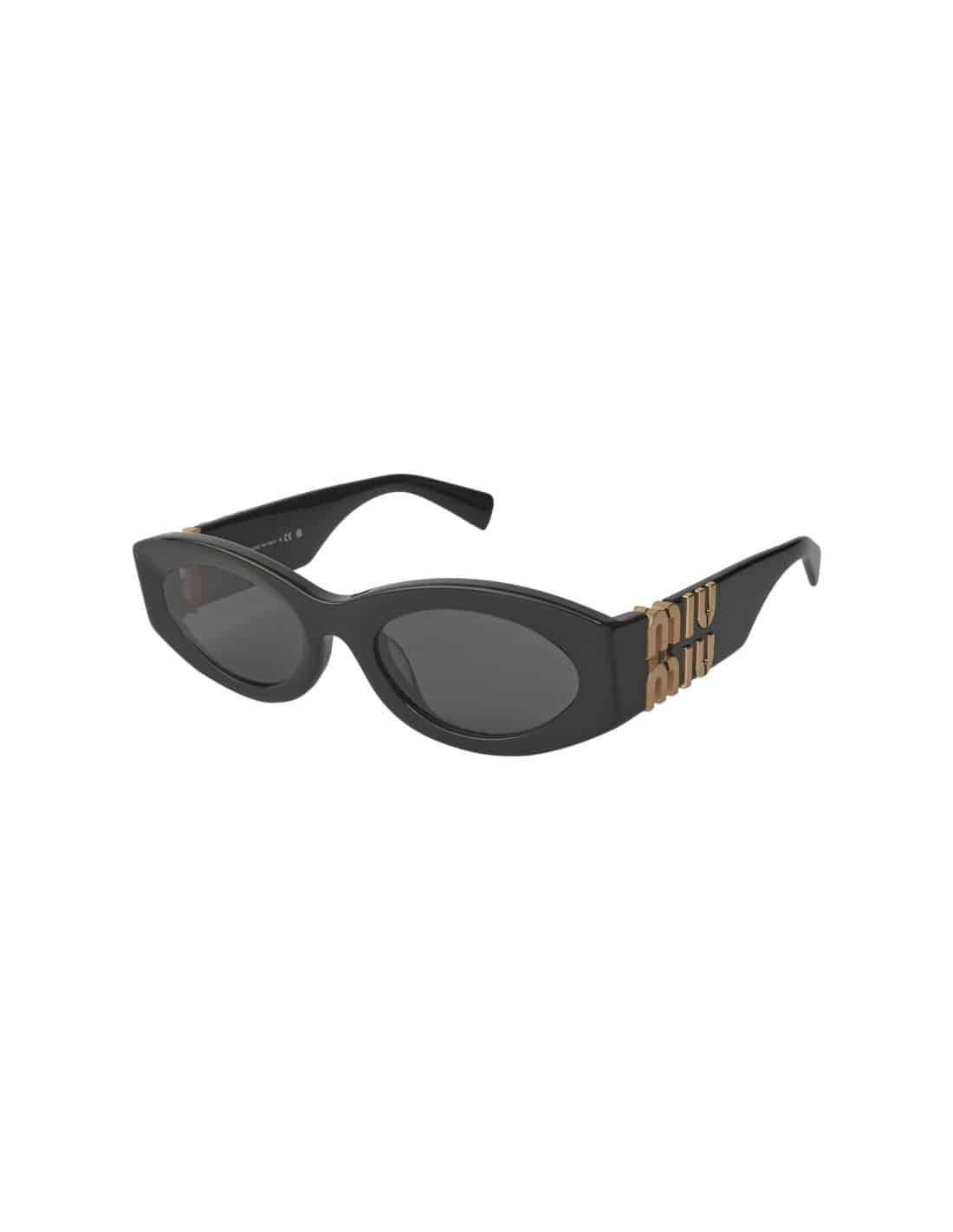 Lentes de sol MU 11WS 1AB-5S0 Oval Shape Black Gold