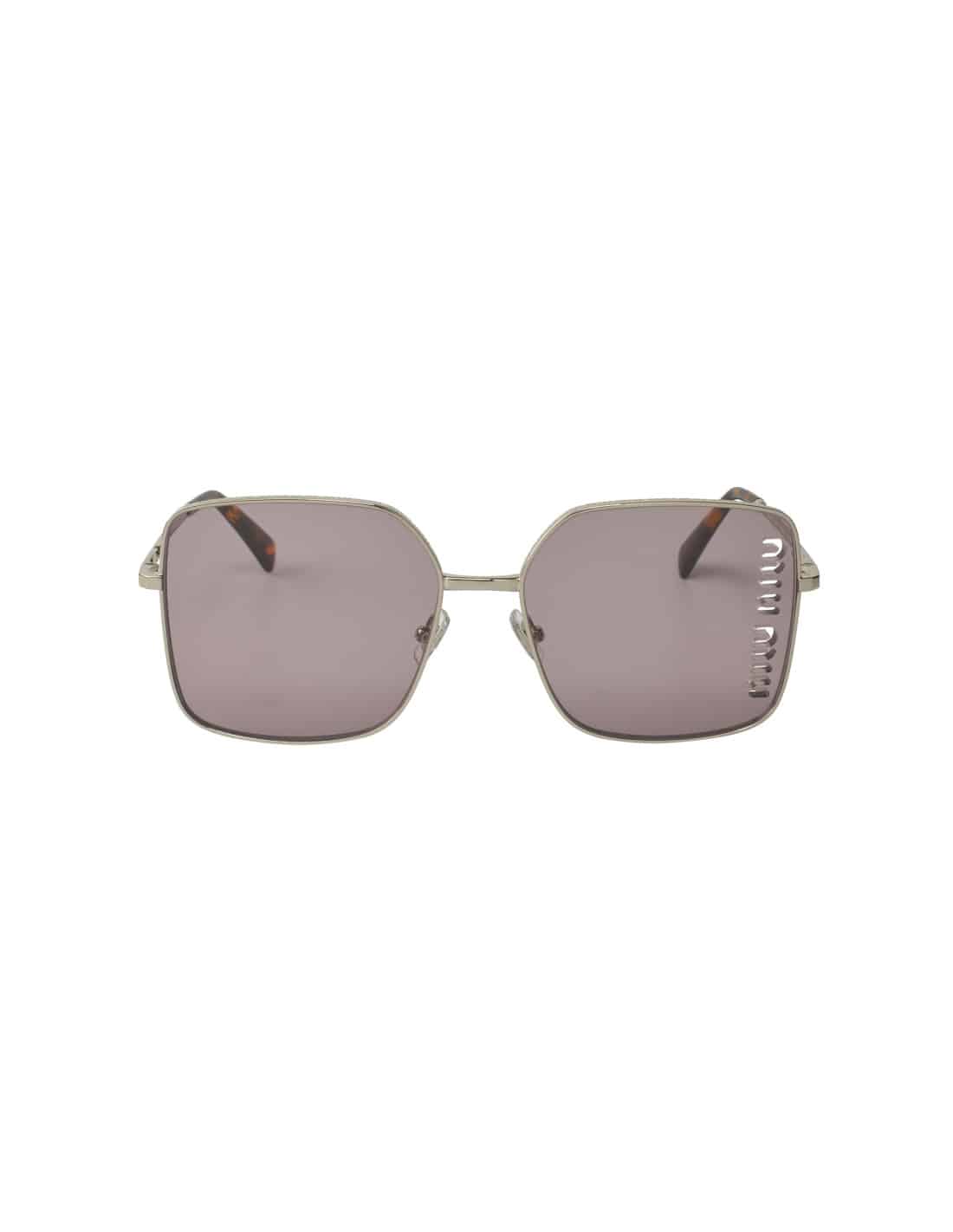 Lentes de sol MU 51YS 1BC-03V Square Shape Silver Violet Mirror imagen 2