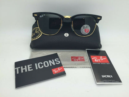 Ray-Ban RB3016 901/58 Clubmaster G15 Polarizado Negro Dorado - vista lateral