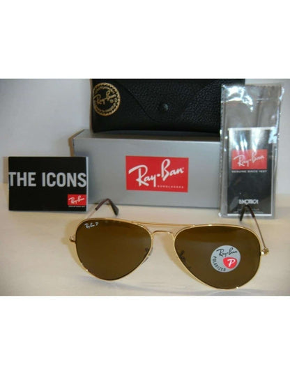 Lentes de sol Rb3025 001/57 Aviator B-15 Café Polarizado vista 2