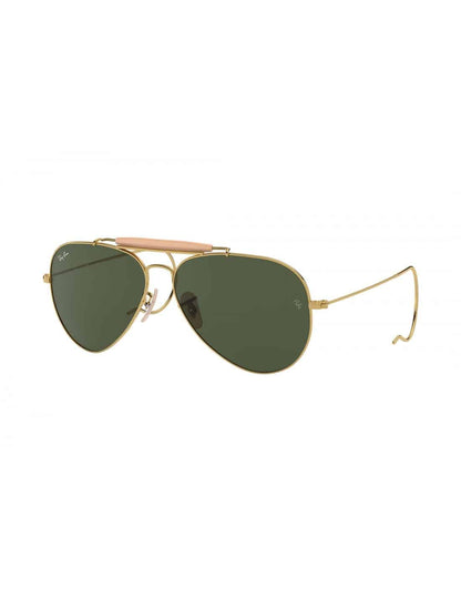 Lentes de sol RB3030 L0216 Aviator Outdoorsman Dorado G-15 Cola de Rata