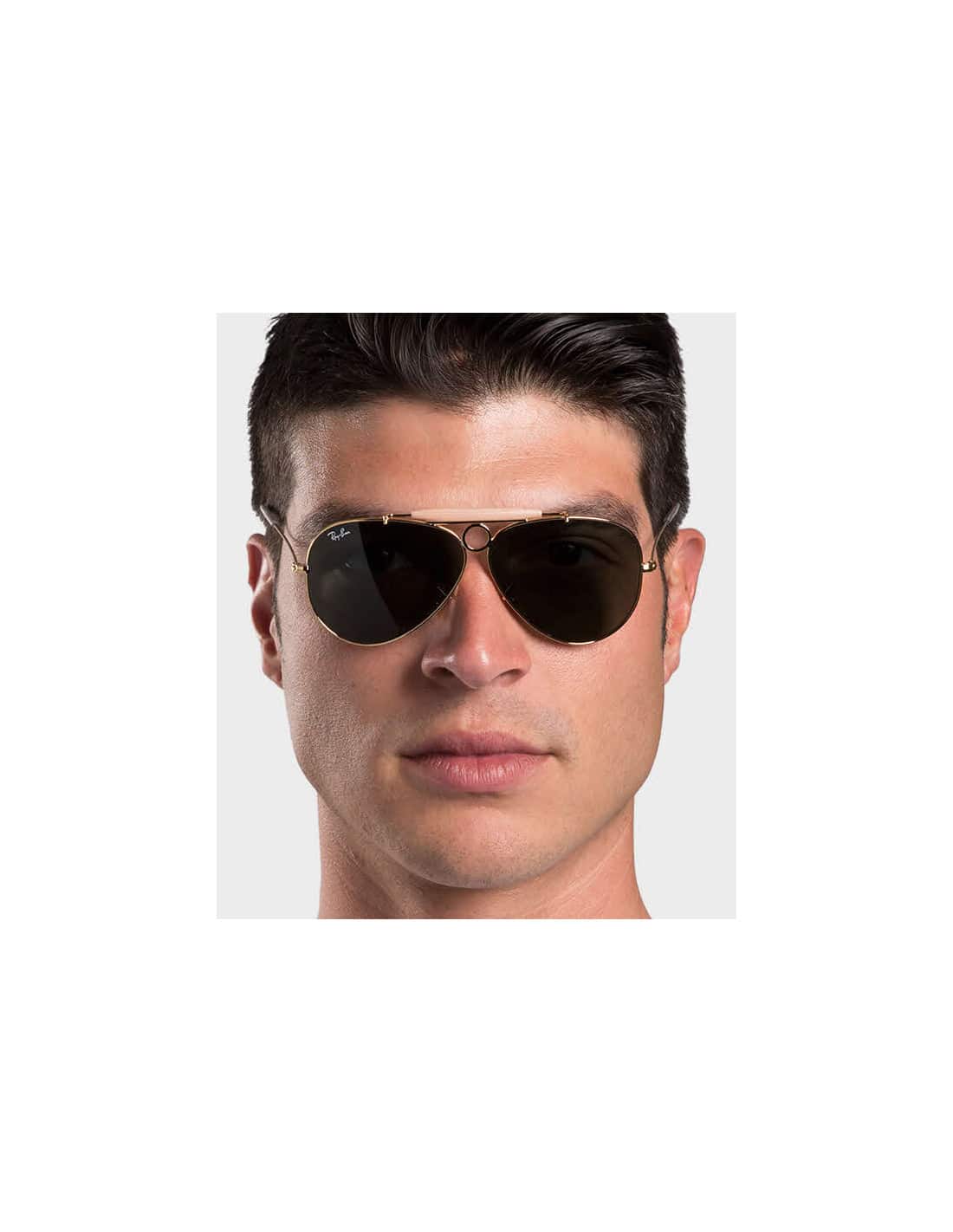 Lentes de sol RB3138 W3401 Shooter Aviator Negro G-15 Dorado - vista 2