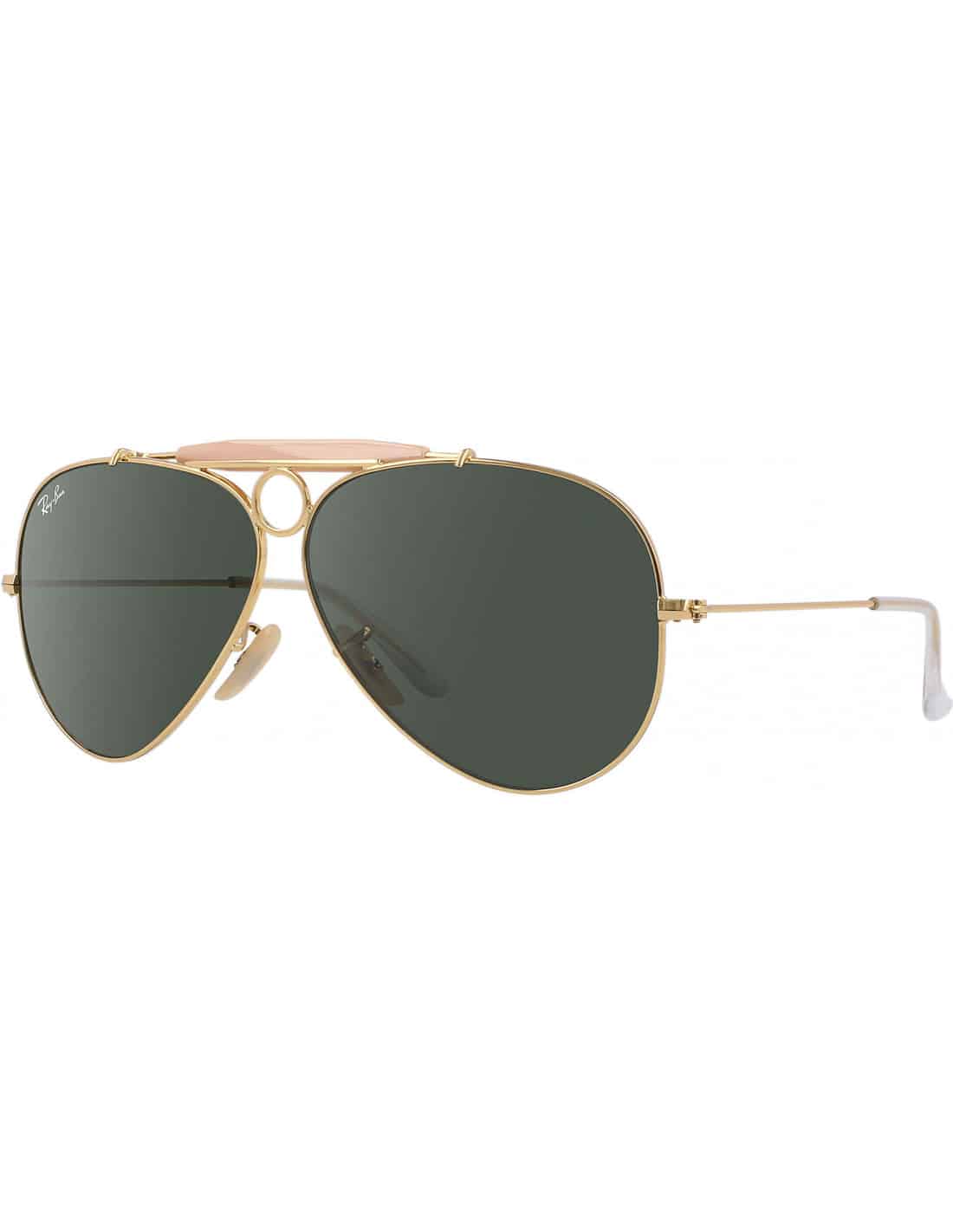 Lentes de sol RB3138 W3401 Shooter Aviator Negro G-15 Dorado