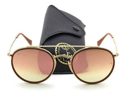 Ray-Ban RB3647N 001/7O Round Double Bridge Rosa Espejo Dorado - vista lateral