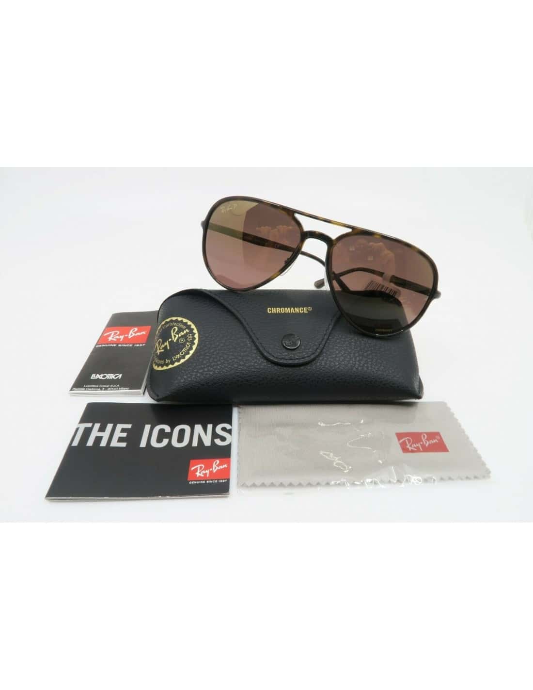 Lentes de sol RB4320-CH 710/6B Aviator Chromance Carey Cafe Espejo imagen 2